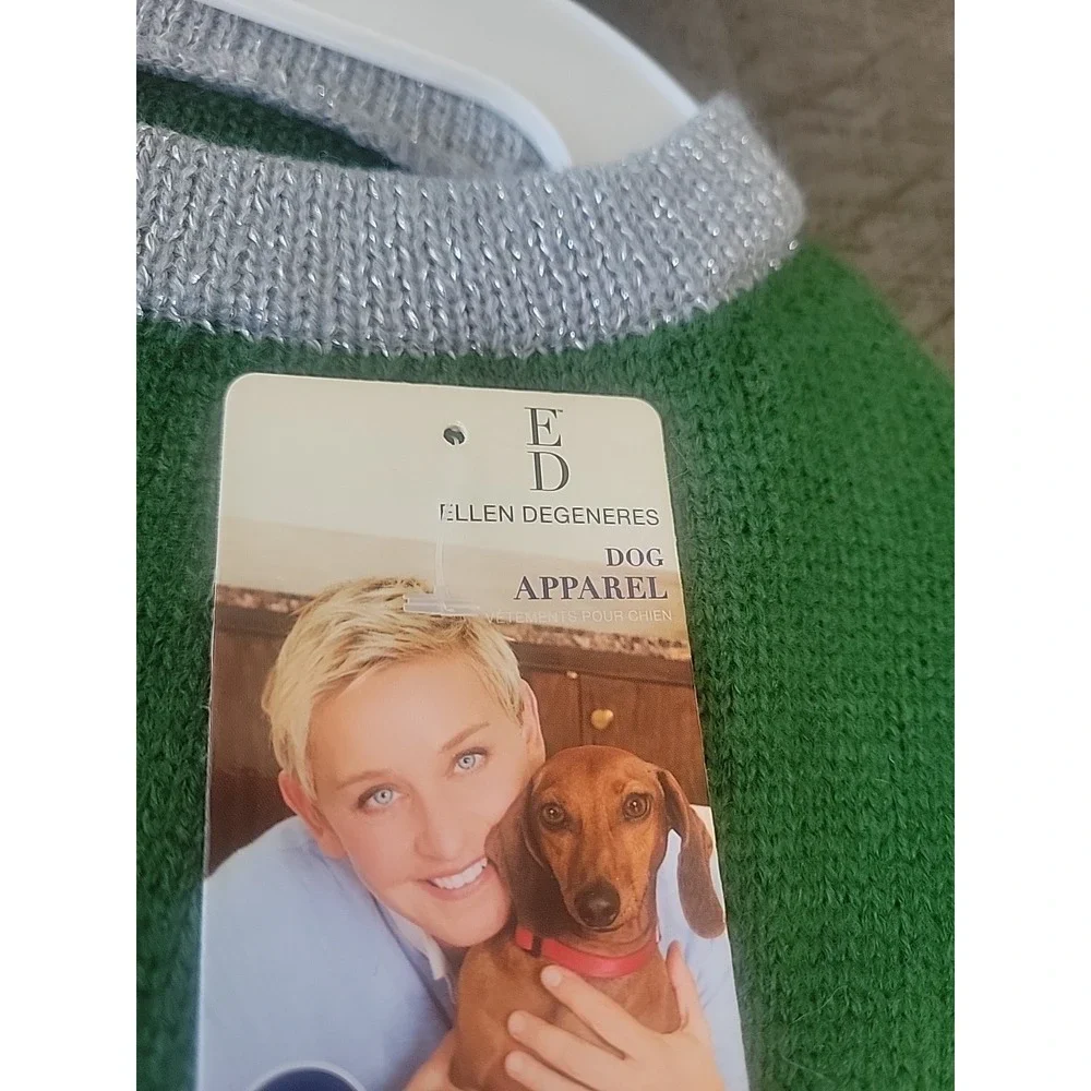 ELLEN DEGENERES KNIT DOG SWEATER DRESS Green Embroidered Heart Love SZ XL NWT